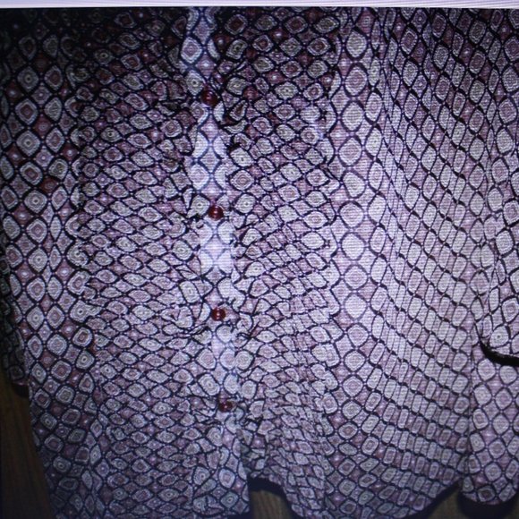 Cato Women's Button Down Blouse Plus 22/24 Brown Print - Picture 3 of 4